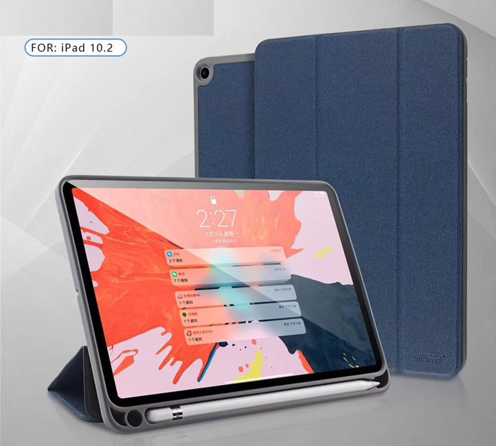 Bao Da Ipad Gen 9 10.2 Inch 2021 Chính Hãng Mutural Kèm Khay Đựng Bút - Hàng Nhập Khẩu - Xanh Đen