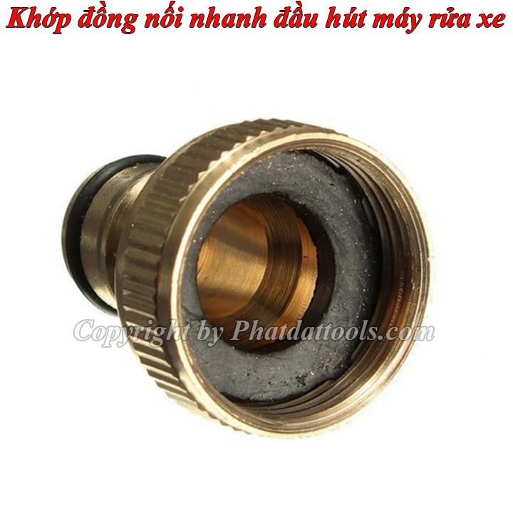 Cút đồng nối nhanh đầu hút máy rửa xe-Có lọc cặn-Phụ kiện máy xịt rửa xe cao áp