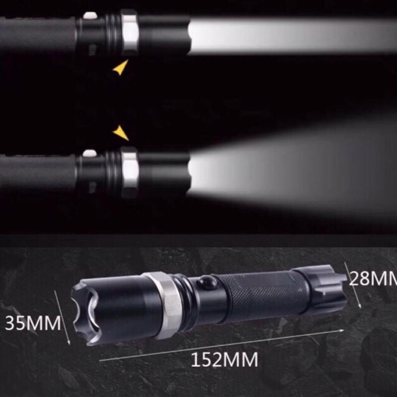 Đèn pin siêu sáng cầm tay đèn LED 1 mini màu đen khích thước dài 15.2cm