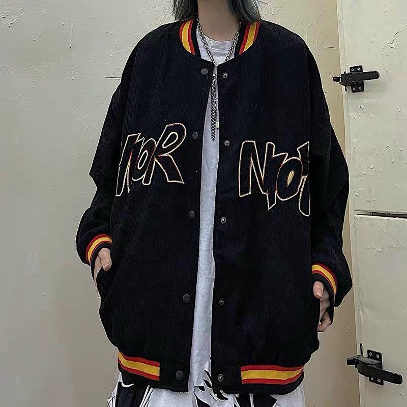 Áo Khoác Nhung FASHION Nhung Gân Mềm Mịn Tay Phồng In Chữ Sắc Nét