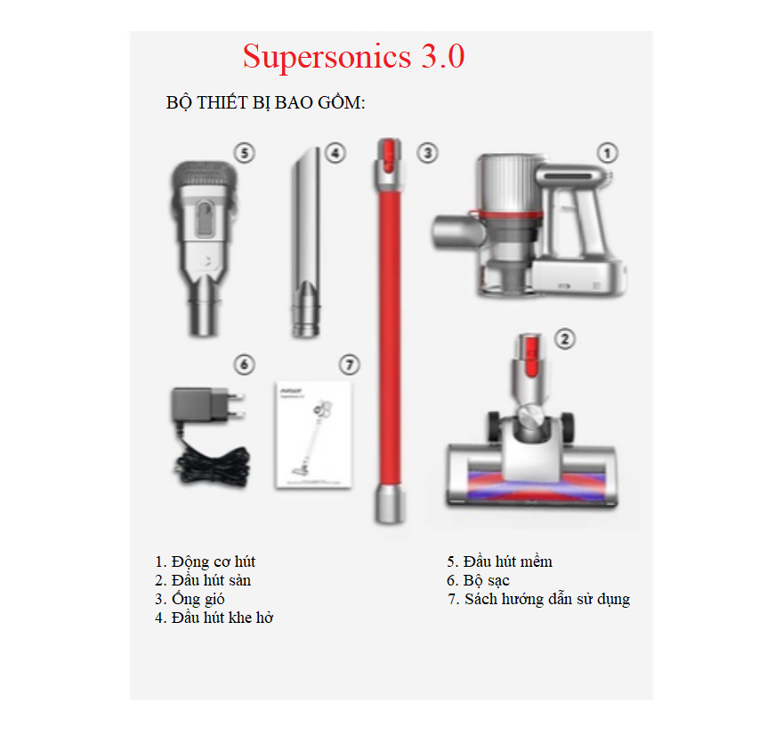 Máy Hút Bụi Cầm Tay Không Dây Airbot Supersonics 3.0 19KPa PB501 Gia Đình Pin Sạc Rời làm sạch Giường Đệm Nệm Xe Hơi