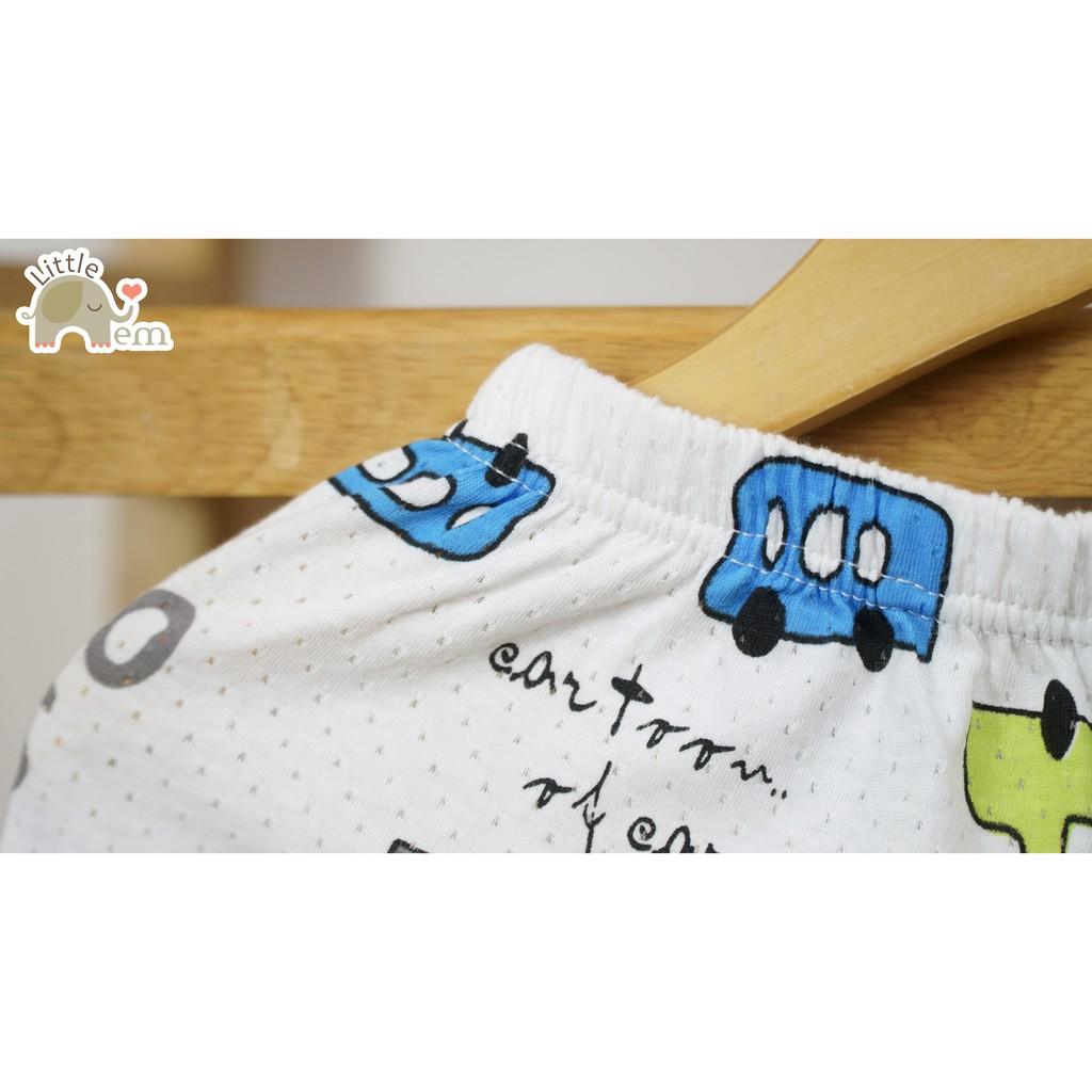 Bộ đồ bé trai Cotton tre cộc tay  _ White dinosaur