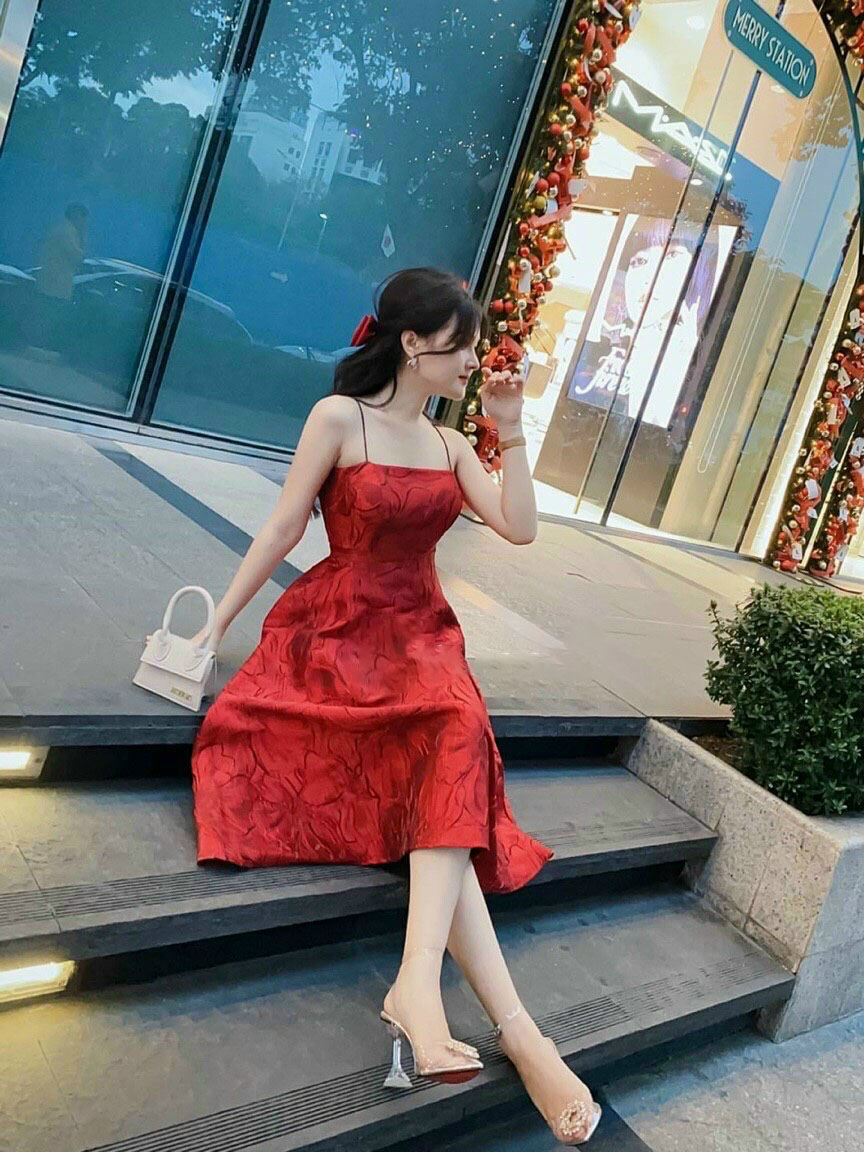 Đầm gấm hoa có mút thời trang cao cấp