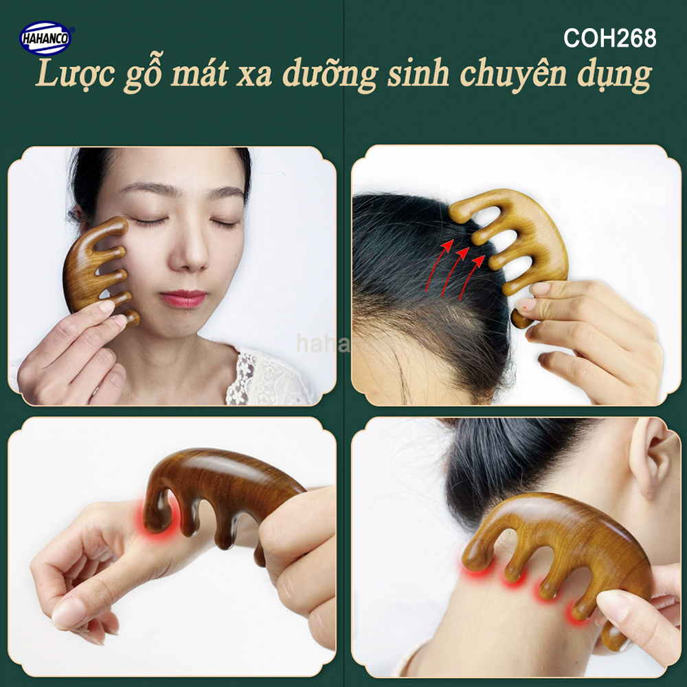 Lược Gỗ Thơm Mát Xa Da Đầu Răng Thưa Thư Giãn Giải Tỏa Áp Lực Độc Đáo - COH268