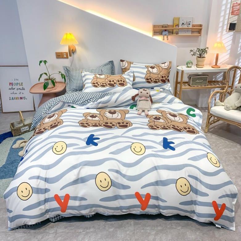 Bộ chăn ga gối , coton poly họa tiết kute đủ size miễn phí bo chun