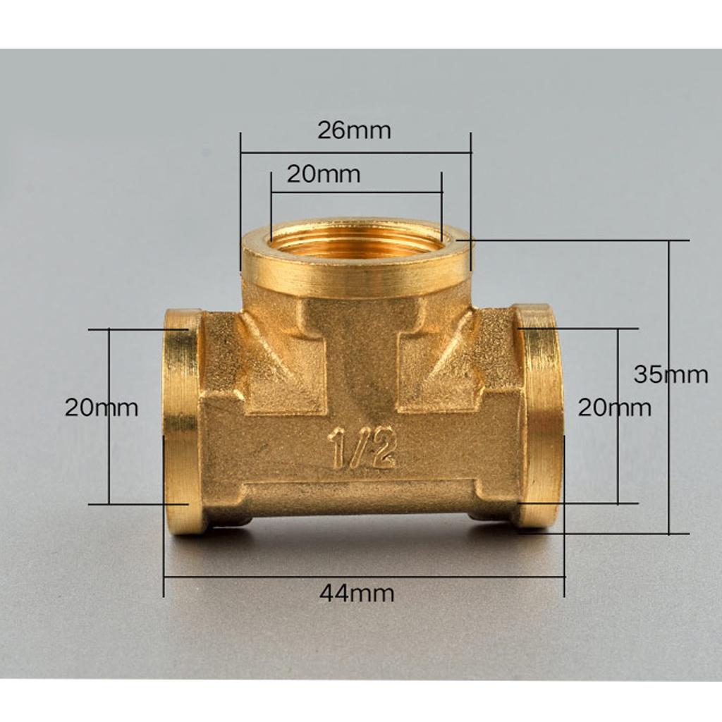 1/2'' // 3 Way Brass Female Tee Fitting Pipe Connector T-Junction - Thickened Wall - High and Low Temperature Resistant