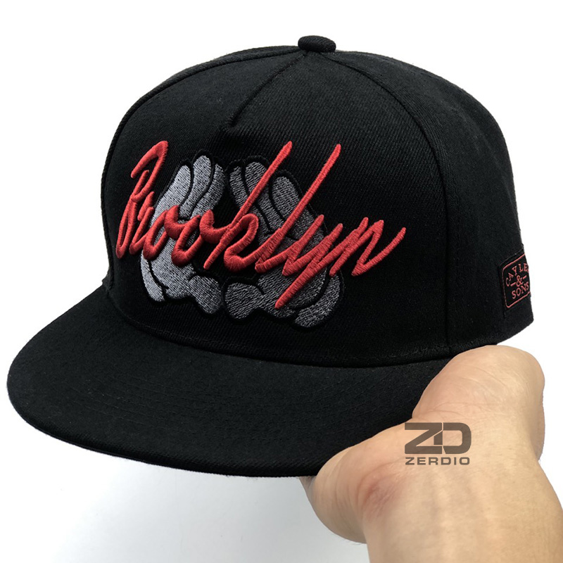 Mũ snapback nam đẹp, Nón hiphop cao cấp Brooklyn thêu họa tiết nổi