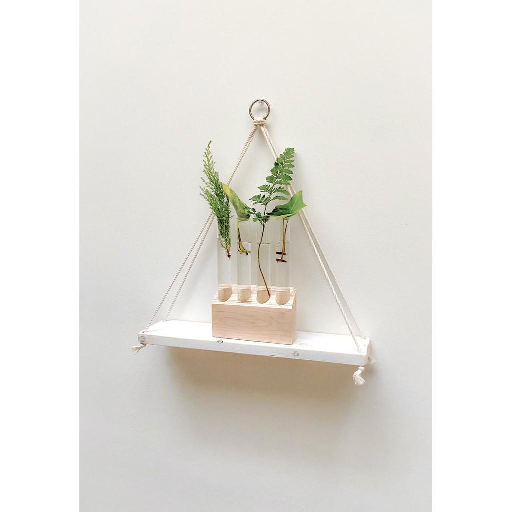 Set 5 kệ gỗ treo tường kệ đựng đồ trang trí có dây phong cách retro