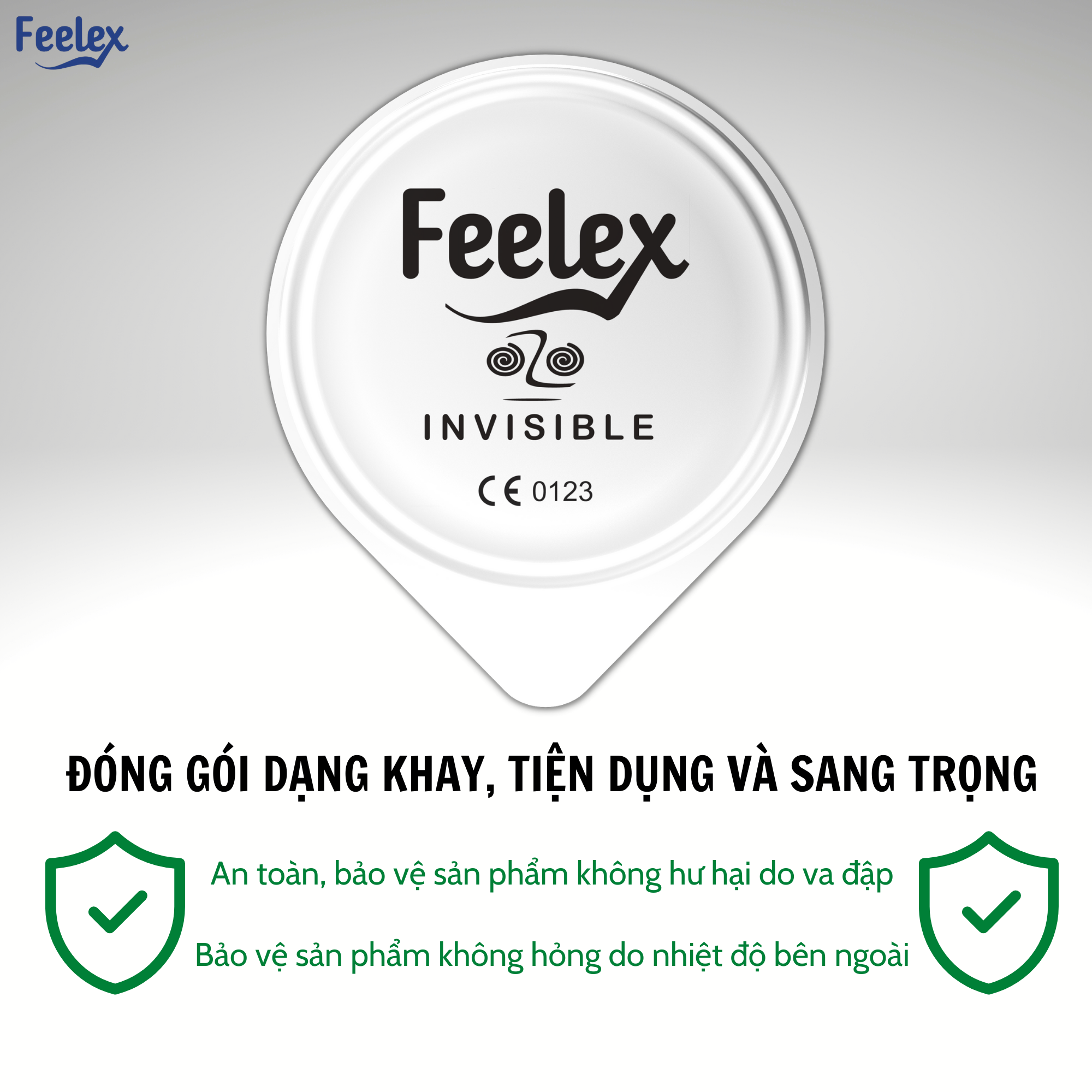 Bao cao su cao cấp OZO Feelex Invisible Cool - Hộp 10 bcs