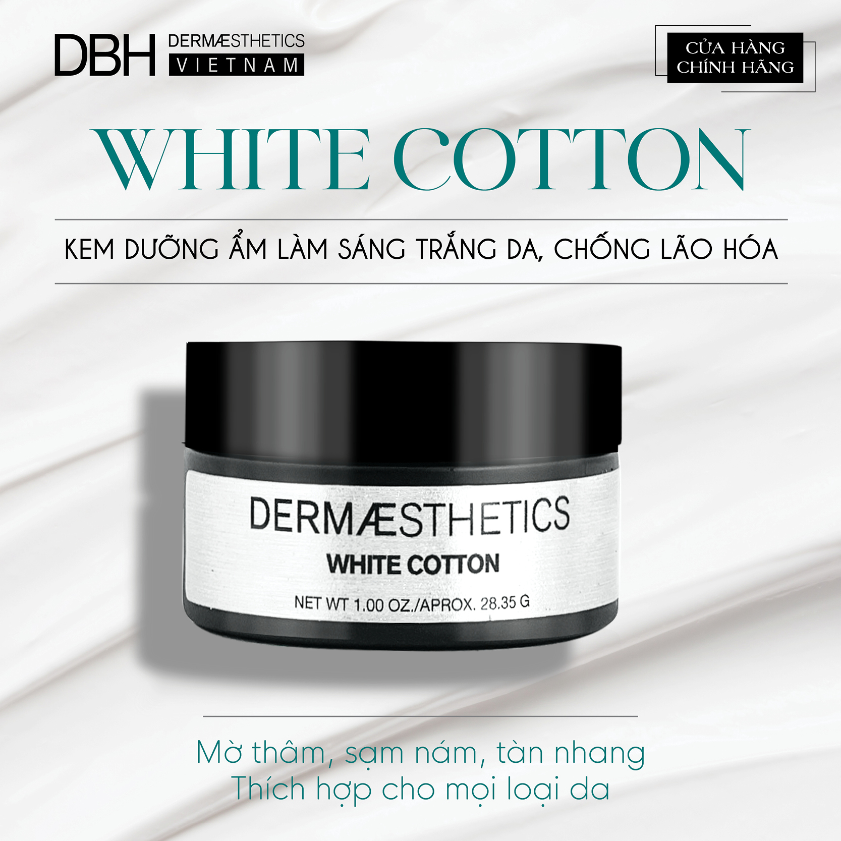 Kem dưỡng trắng da WHITE COTTON 28.35ML- DBH