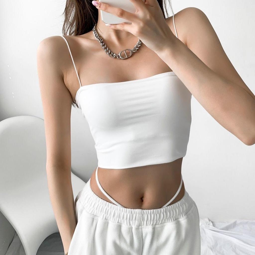 Áo hai dây trơn - áo 2s nữ basic cọng bún chất thun borip - A0107
