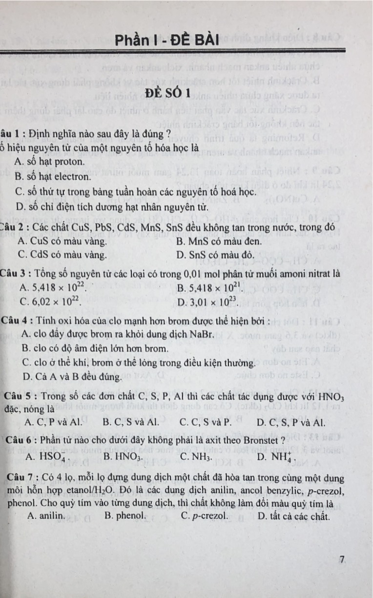 Luyện thi trắc nghiệm môn Hóa học