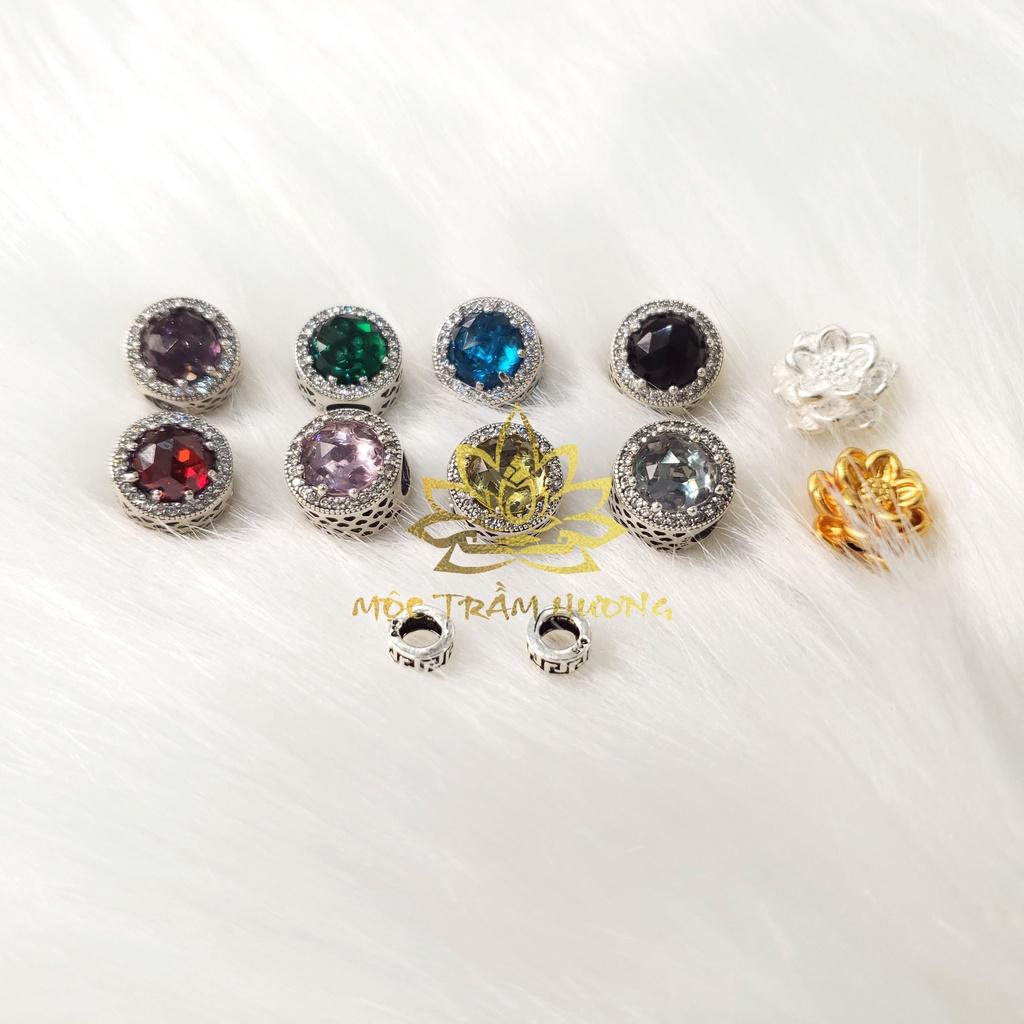 Vòng Tay Trầm Hương Tự Nhiên Tròn Đơn Tốc Việt Size 8/10/12/14mm - Charm (Tím Nhạt) Bạc S925