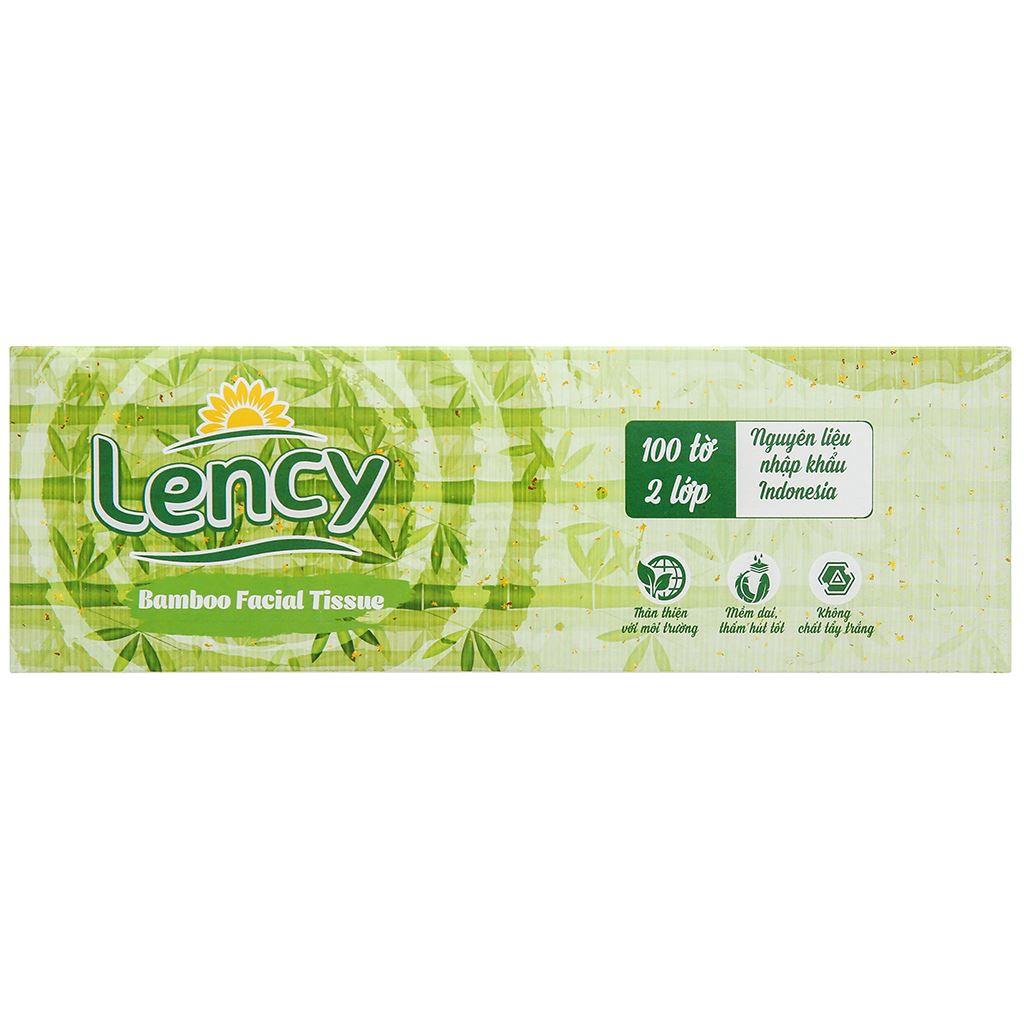 GIẤY LAU MẶT TRE LENCY HỘP 100 TỜ 2 LỚP (190 x 200 mm)