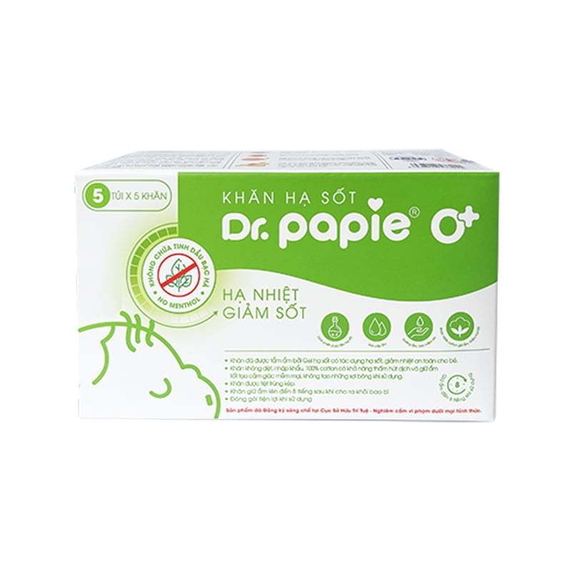 Khăn hạ sốt cho bé Dr Papie 0+ (25 khăn)