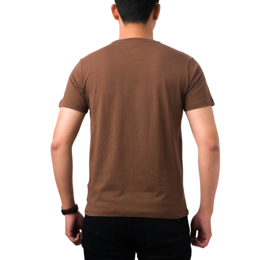 Áo Thun Nam Gold Rhino Trơn Cổ Tròn, Áo Phông Nam Basic 100 Cotton Cao Cấp Hàng Hiệu Đẹp Thoáng Mát Tay Ngắn Màu Nâu