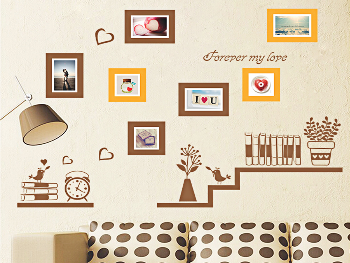Decal dán tường khung ảnh nâu