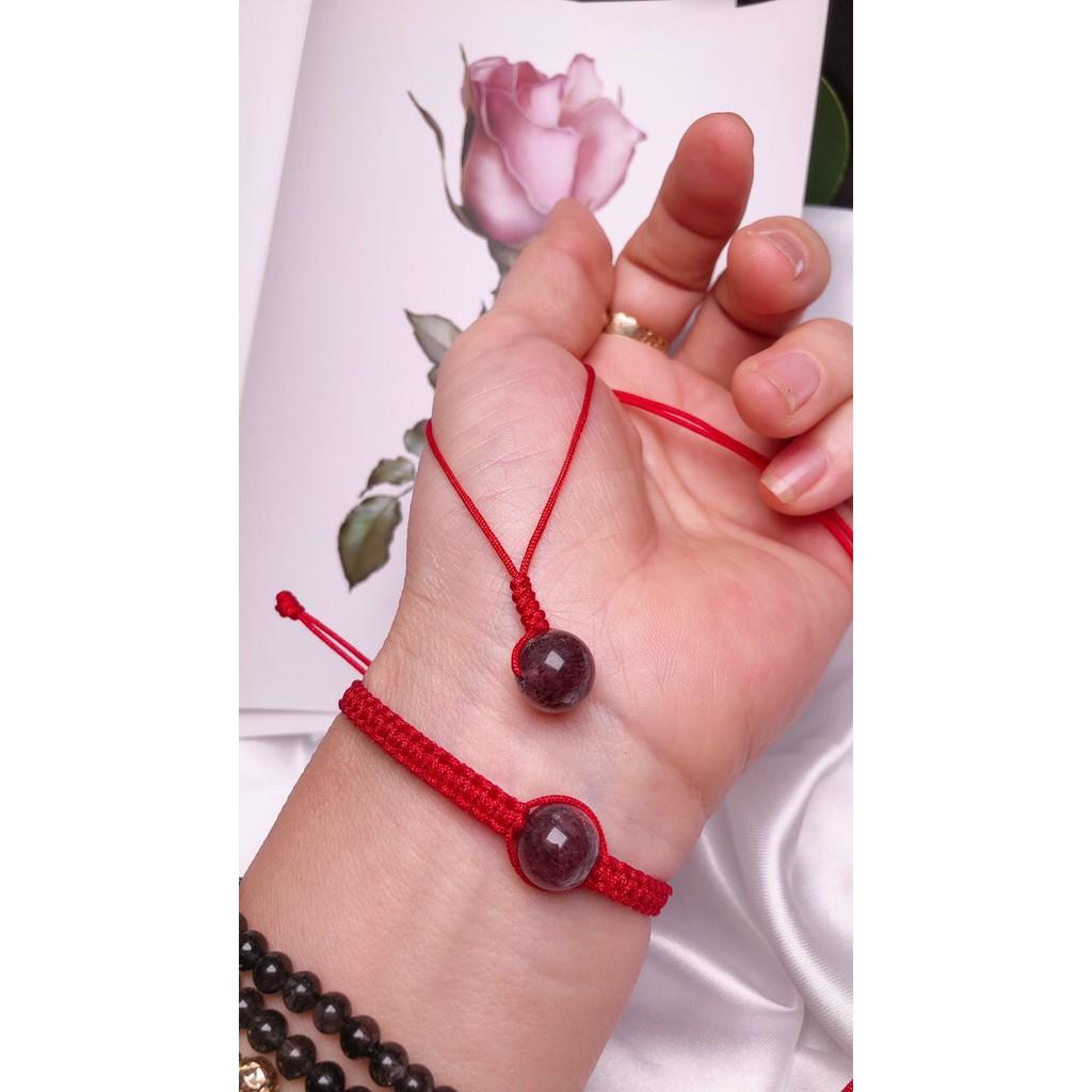COMBO VÒNG VÀ DÂY CHUYỀN ĐÁ THẠCH ANH TÍM DÂY ĐỎ
