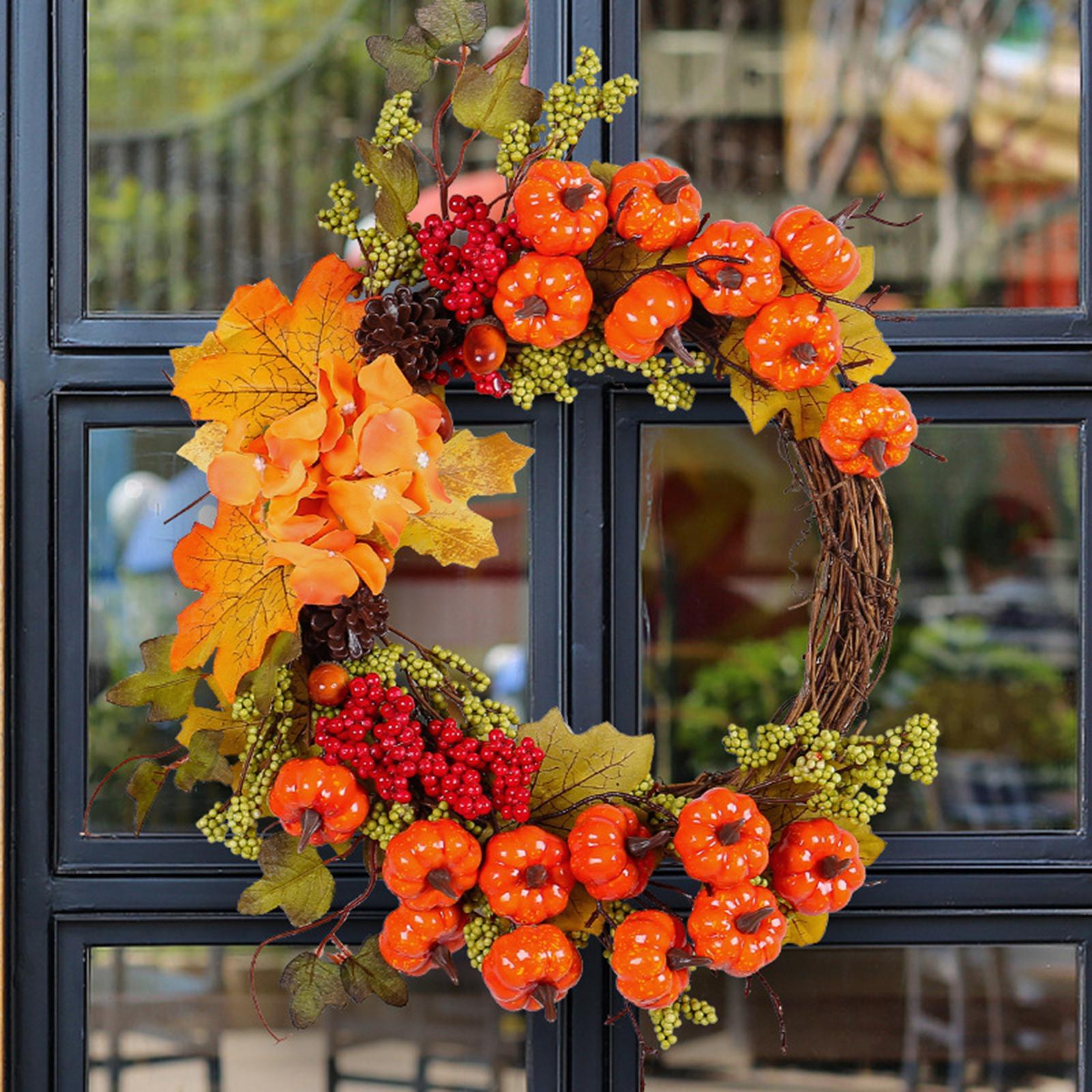 Fall Wreath for Front Door Maple Leaves Wreath Harvest Wreath Autumn Wreath for Thanksgiving Wedding Indoor Outdoor Decor