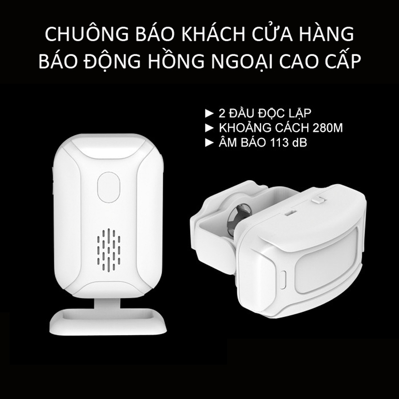 Chuông Báo Khách Cửa Hàng, Báo Động Chống Trộm Cảm Biến Chuyển Động Hồng Ngoại Không Dây CTFAST 03 - Lời Chào Báo Khách Ghé Thăm, Dọa Trộm Xâm Nhập