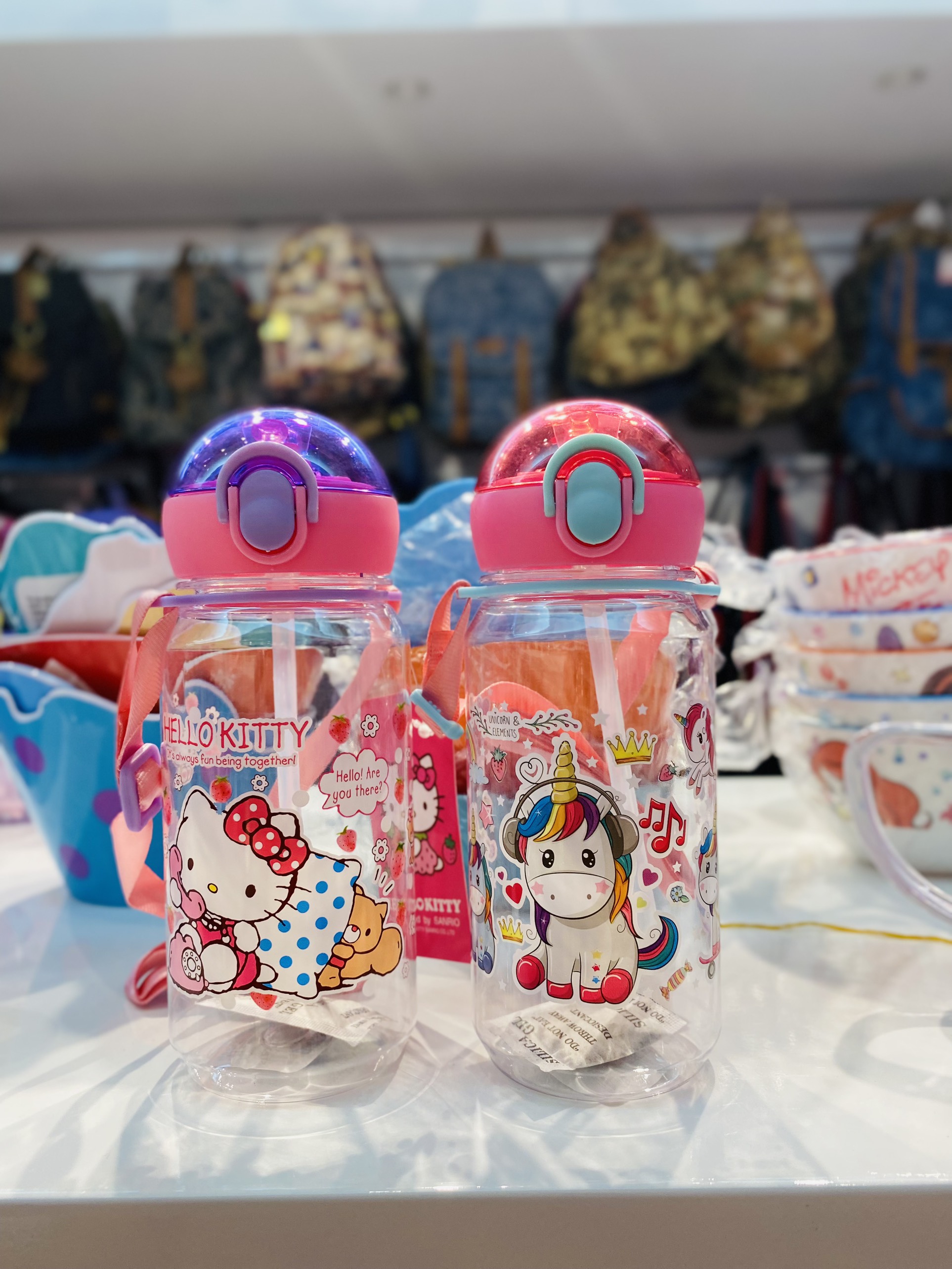 Bình nước ống hút hình Unicorn - Kitty - Spiderman siêu cưng các bé - 400ml