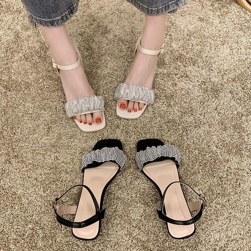 Sandal nữ cao gót 5 phân quai đá nhún (mã 616-sandal 5 phân