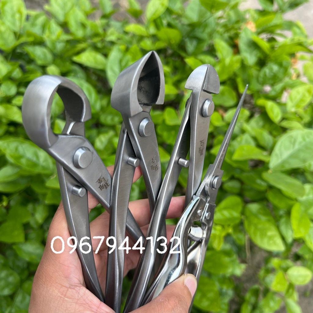 SET Dụng Cụ Kìm Cạp Tròn+Cạp Xéo+Kìm Cắt Dây+Kéo Tỉa Lá Thép Trắng Nguyên Khối, Dụng Cụ Bonsai, Cây Kiểng Chuyên Nghiệp