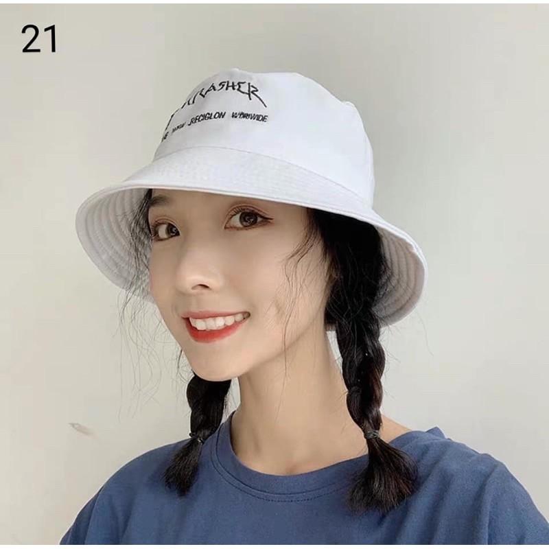 NÓN MŨ BUCKET ULZZANG MẢUKO THÊU CHỮ - CAMCAMVINTAGE