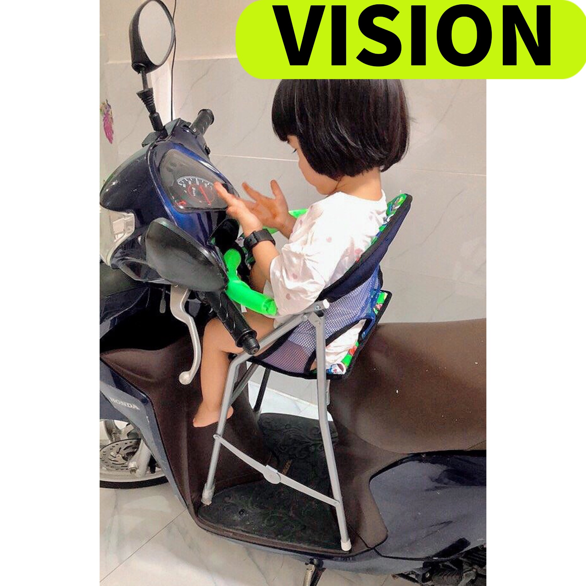 GHẾ ĐI XE VISION CHO BÉ , GHẾ GA XẾP SẮT SƠN TĨNH ĐIỆN