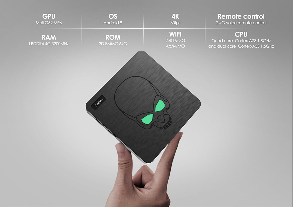 Androdi tivi box Beelink GT-King Ram 4GB, Rom 64GB, điều khiển giọng nói và cử chỉ android 9 - Hàng Nhập Khẩu