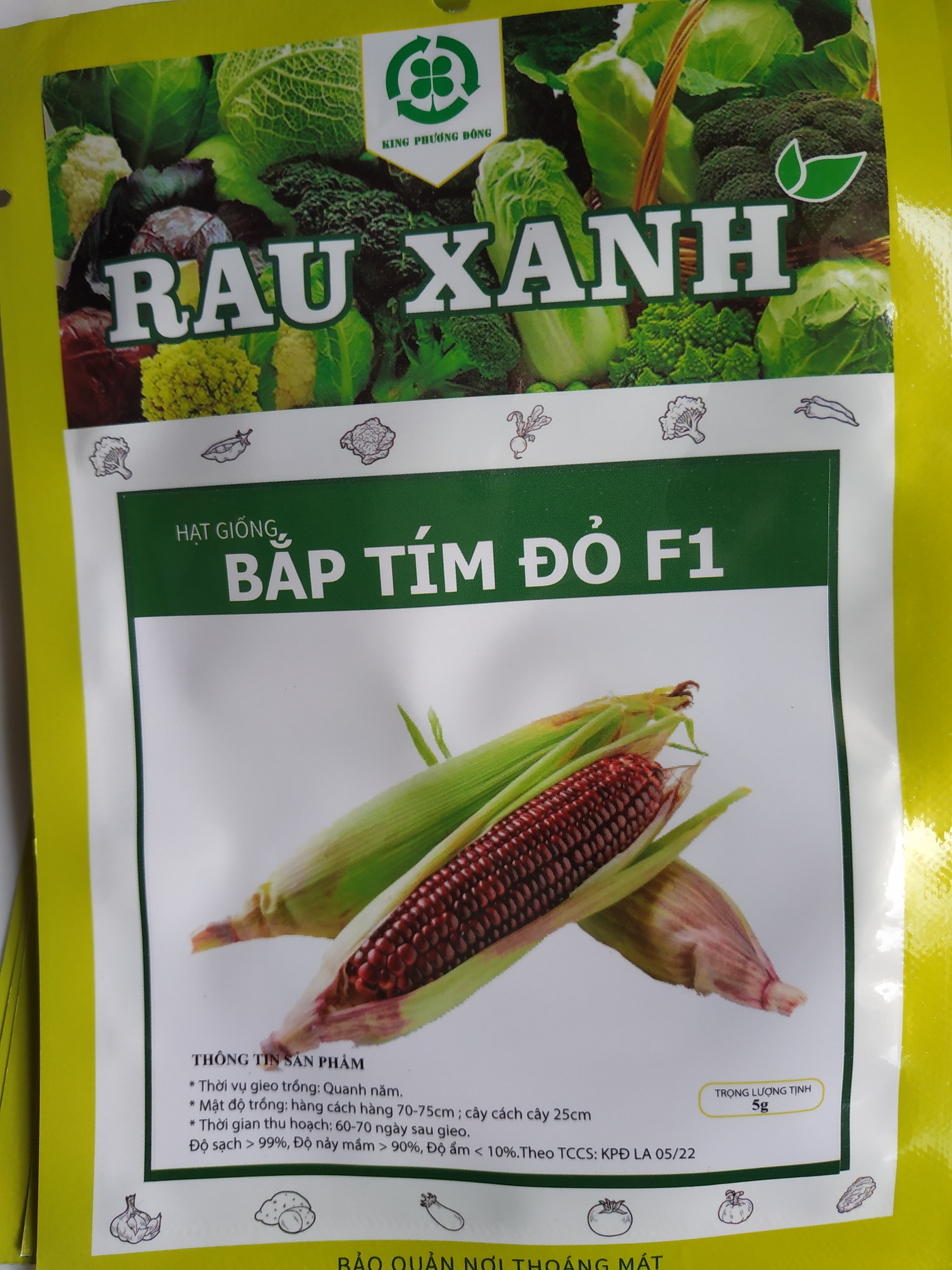 Hạt giống BẮP TÍM ĐỎ F1 - gói 5 gram