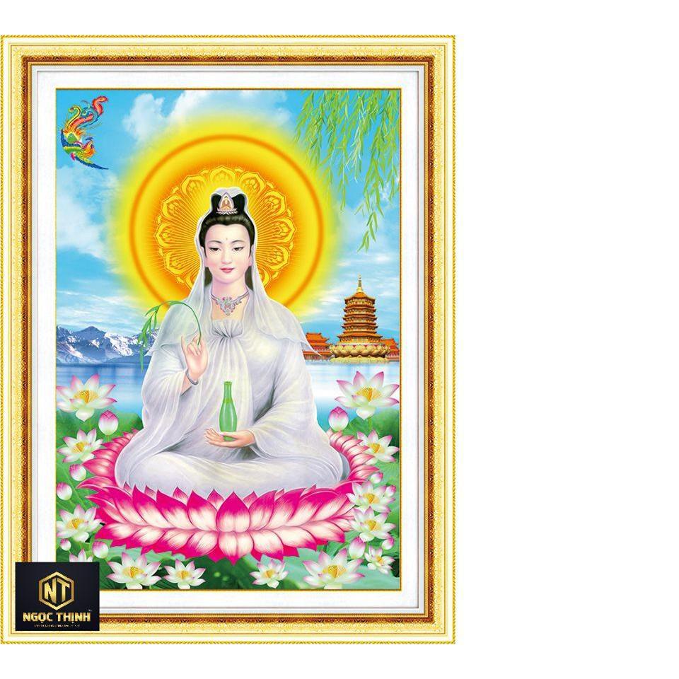 Tranh đính đá Quan Thế Âm Bồ Tát, Kt:75x53cm