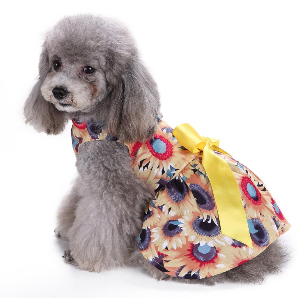 Floral Pet Dog Puppy Spring Summer Party Dress Costume Princess Clothes Skirt