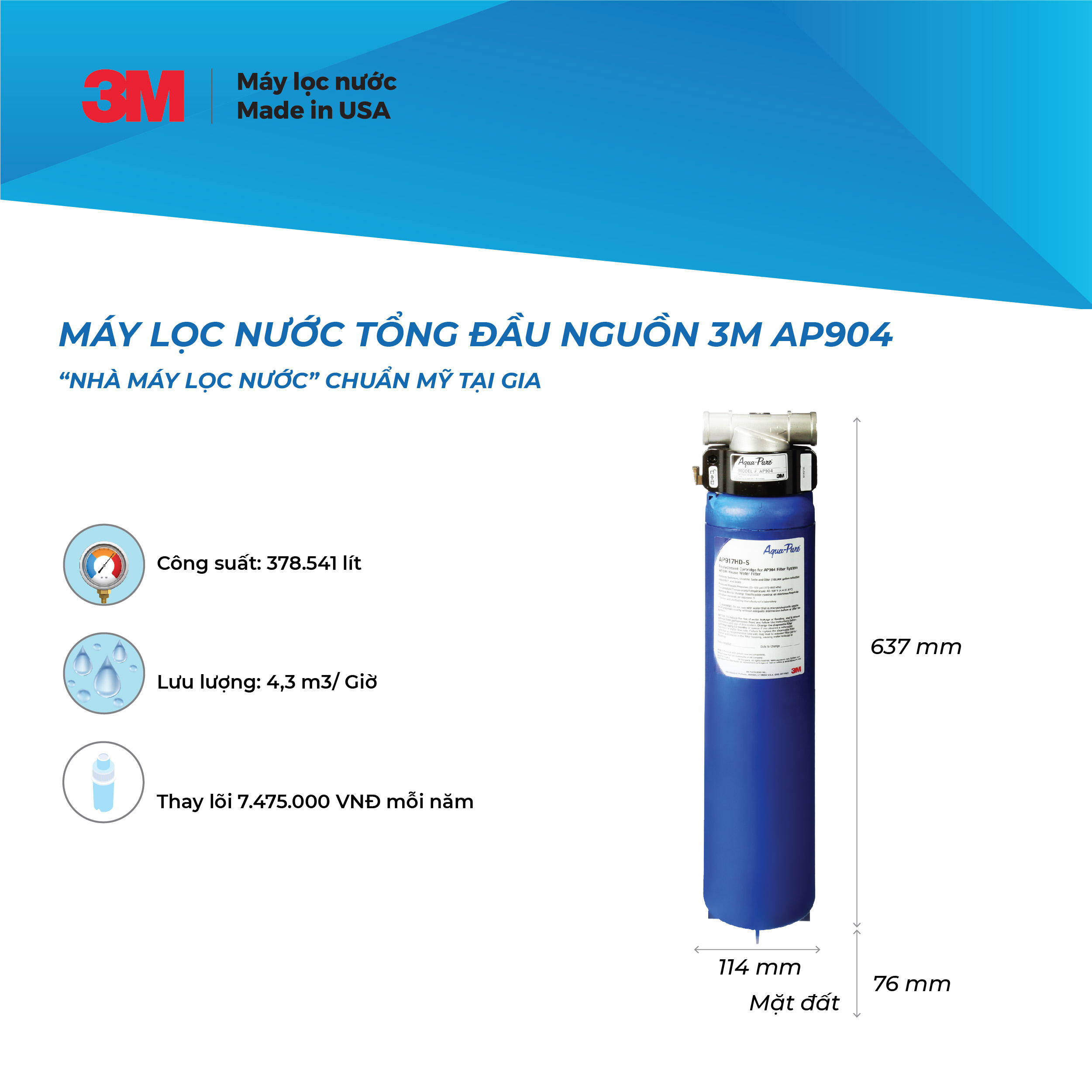 Combo Hệ Thống Lọc Nước Tổng Đầu Nguồn 3M AP904 Kèm Lọc Thô 3M Cao Cấp (Chưa Lõi) - Hàng Chính Hãng