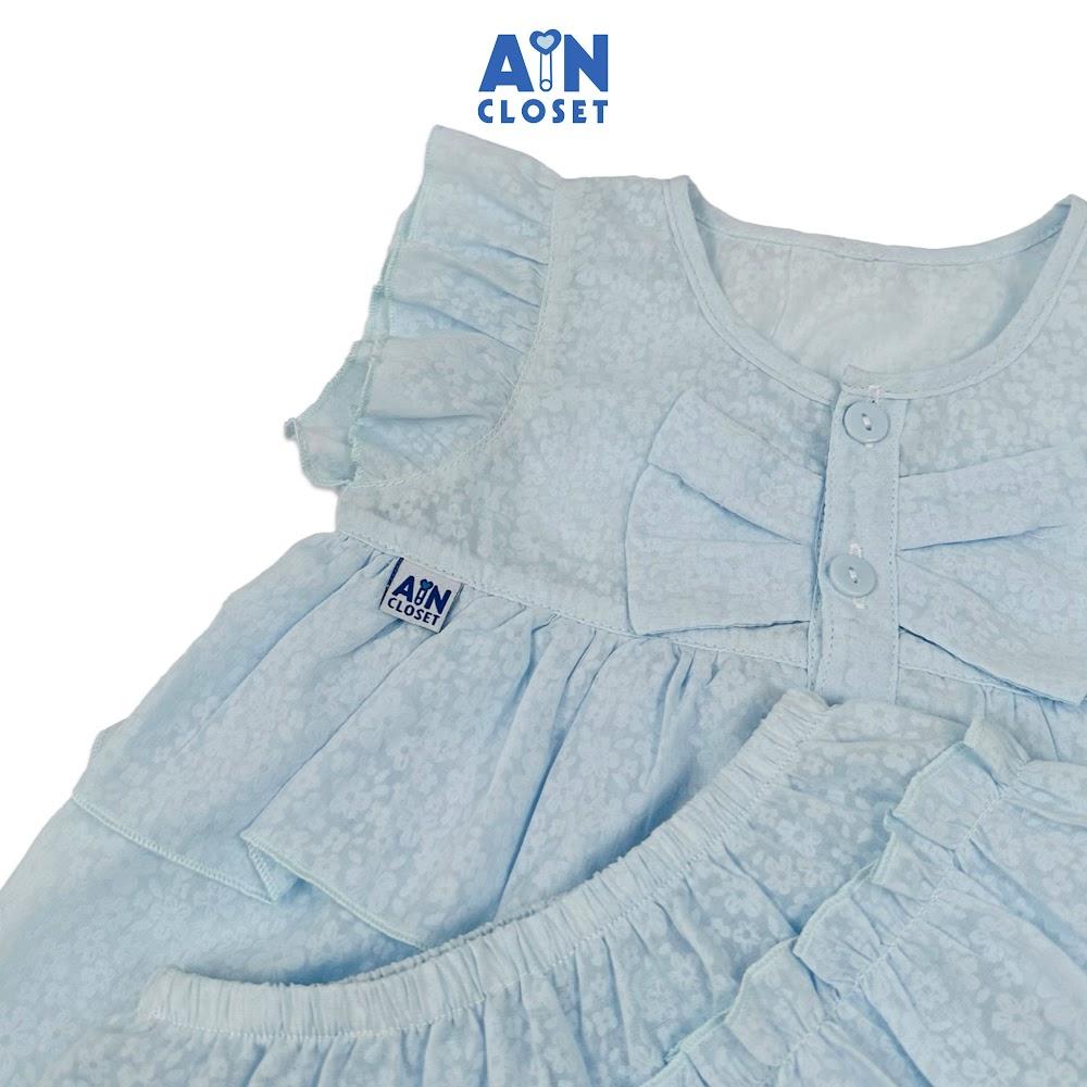 Bộ quần áo Ngắn bé gái hoạ tiết Nơ Xanh Dương Cotton boi - AICDBGXJLPA8 - AIN Closet