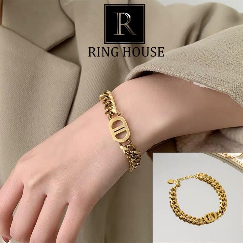 (Titan) Lắc Tay Vòng Tay Nữ Dây Xích Titan Không Gỉ Vàng Gold Cá Tính DO Đẹp Ring House