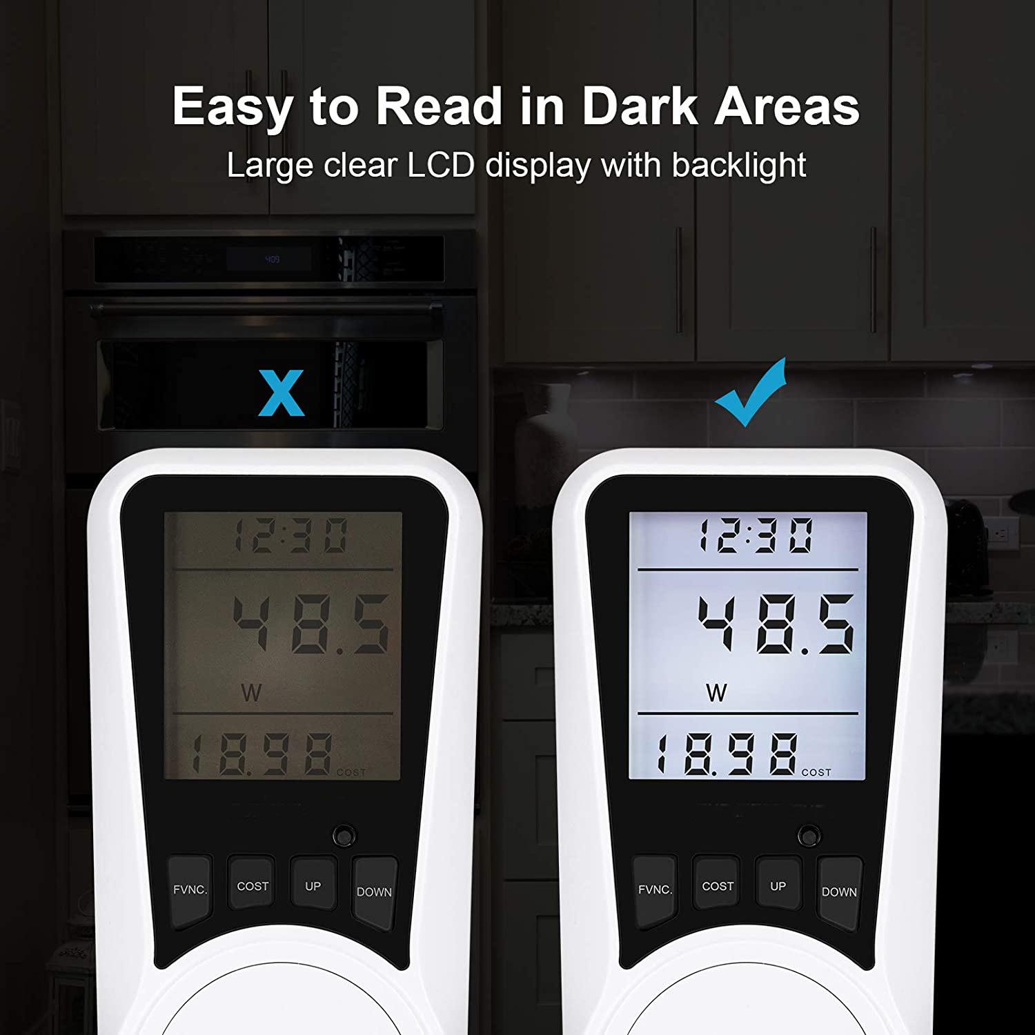 Bộ đếm tiêu thụ năng lượng điện, Wattmeter Tang theo màn hình để sử dụng điện với 7 chế độ giám sát, bảo vệ quá tải