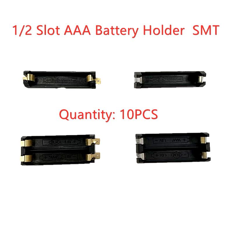 10 Cái 1/2 Khe Cắm Pin AAA SMD SMT 1、Hộp Pin 2xAAA Vỏ Pin SMD SMT Có Chân DIY Màu sắc: 10 CÁI