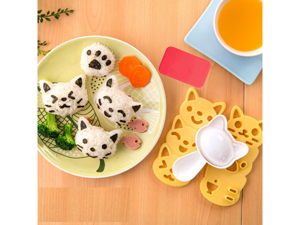 Bộ khuôn ép cơm hình mèo Neko cao cấp