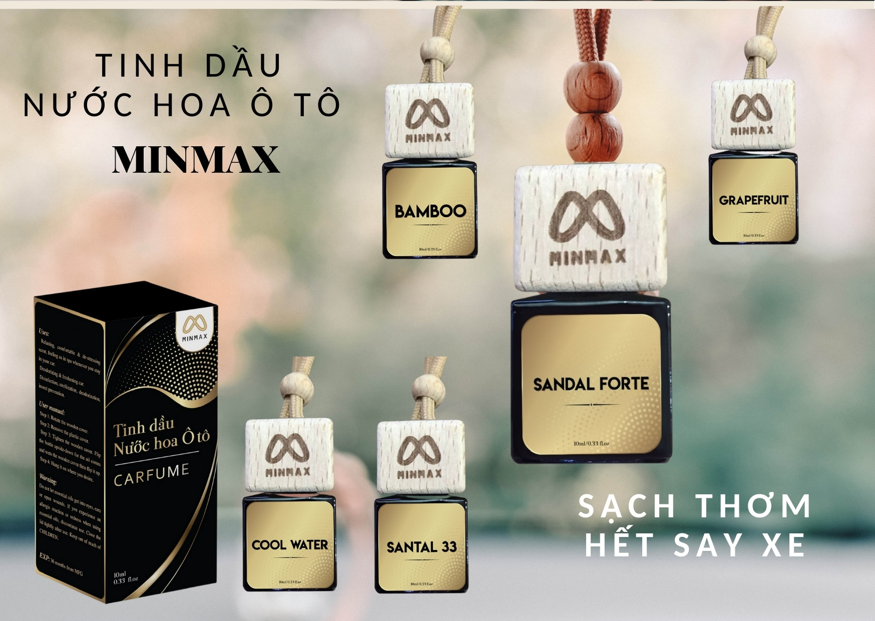 Tinh dầu nước hoa ô tô Bamboo Minmax 10 ml