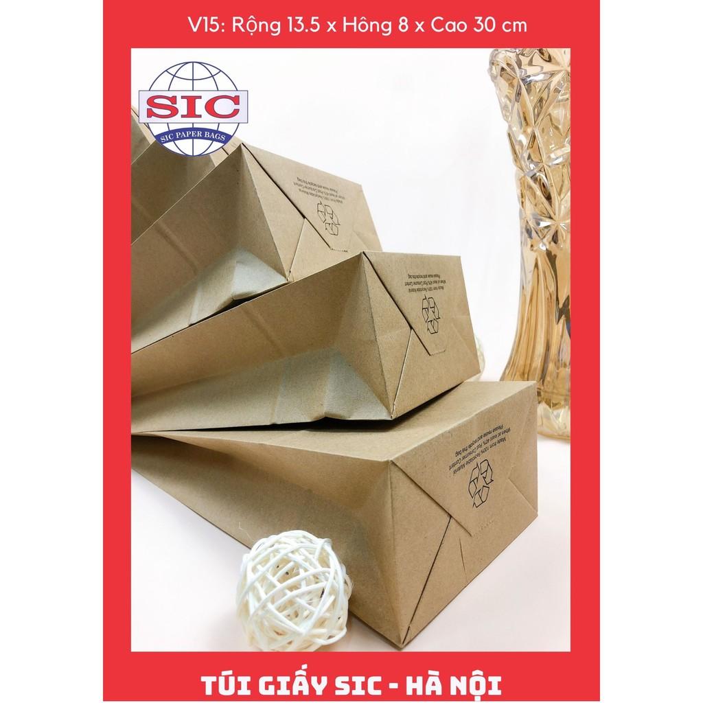 10 CHIẾC TÚI GIẤY KRAFT V15: 13.5x8x33 MÀU NÂU KHÔNG QUAI