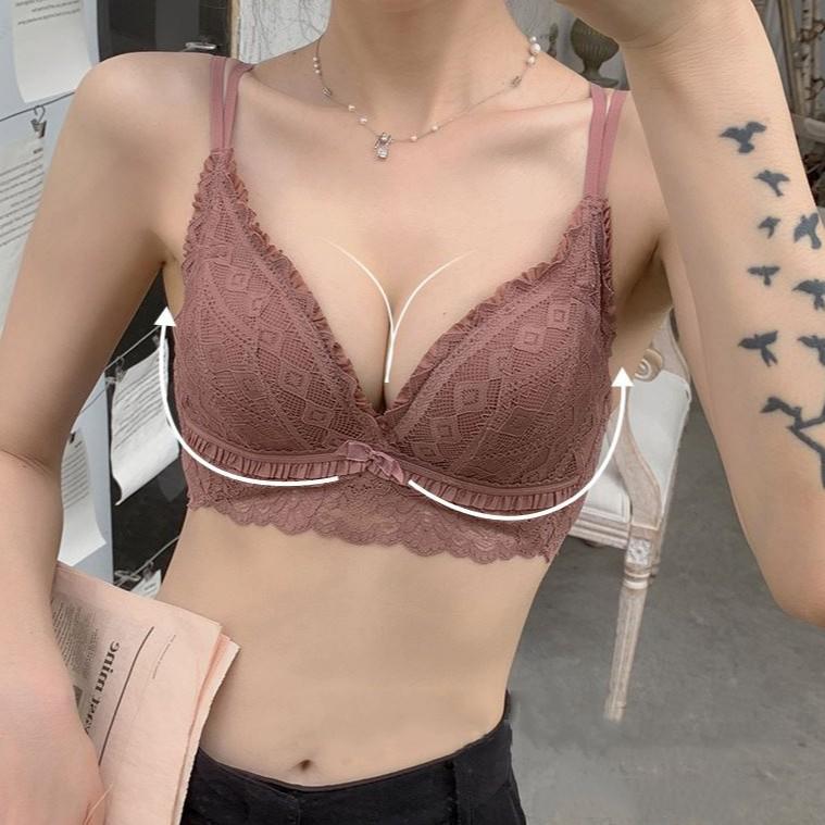Áo Lót Ren Mềm Không Gọng Đệm Dày 5cm Nâng Ngực Thông Hơi B434