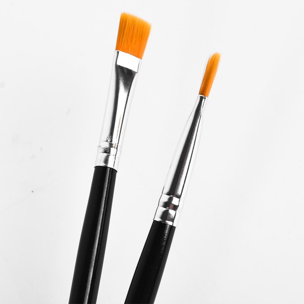 Paint Brushes Set, 2Pcs Flat Pointed Tip Paintbrushes Nylon Hair Artist Acrylic Paint Brushes for Acrylic Oil Watercolor, Face Nail Art, Painting