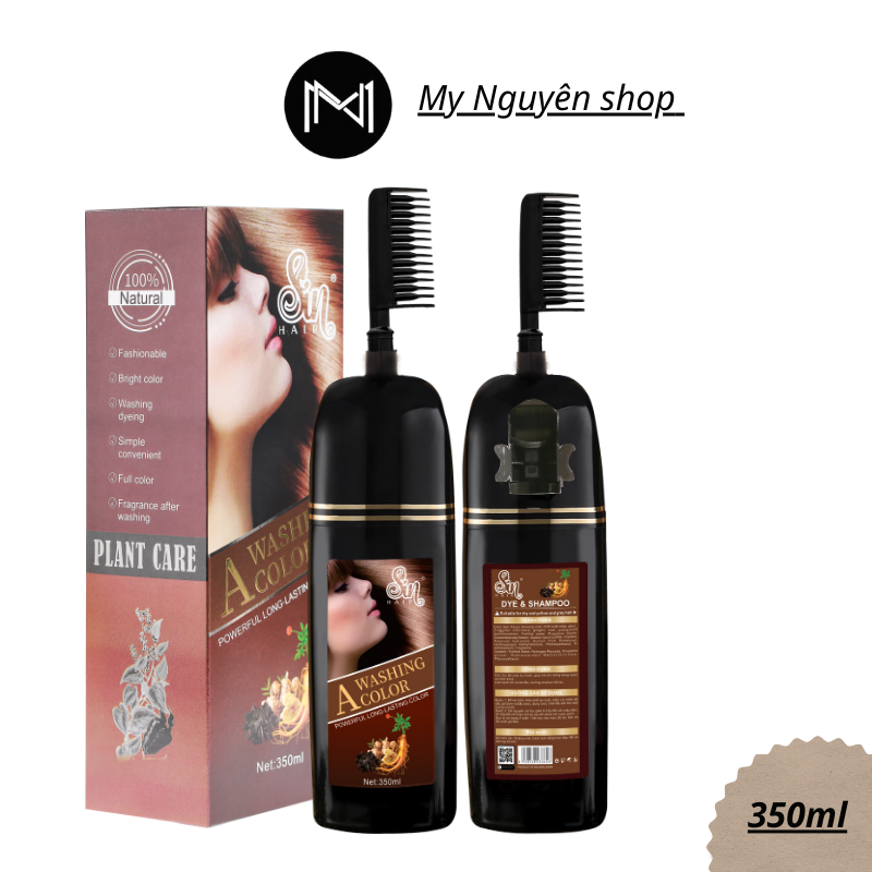 Dầu Gội Phủ Bạc Sin Hair 350ml Màu Nâu Có Lược Chải Giúp Đen Tóc Tự Nhiên Bằng Nhân Sâm Nhật Bản