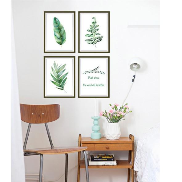 Decal trang trí tường - 4 khung tranh cỏ Bắc Âu 02