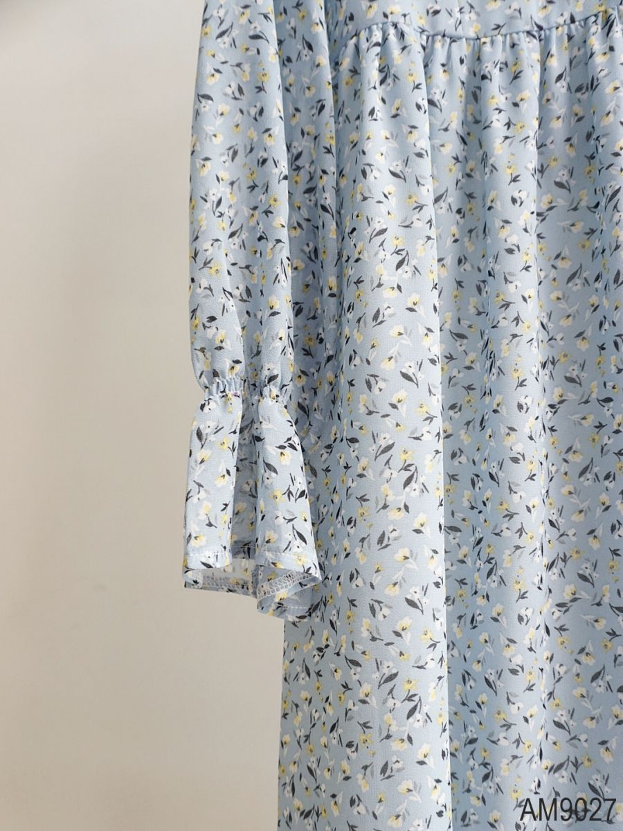 Đầm xòe midi Nữ hoa nhí tay dài OvanMade AM9027