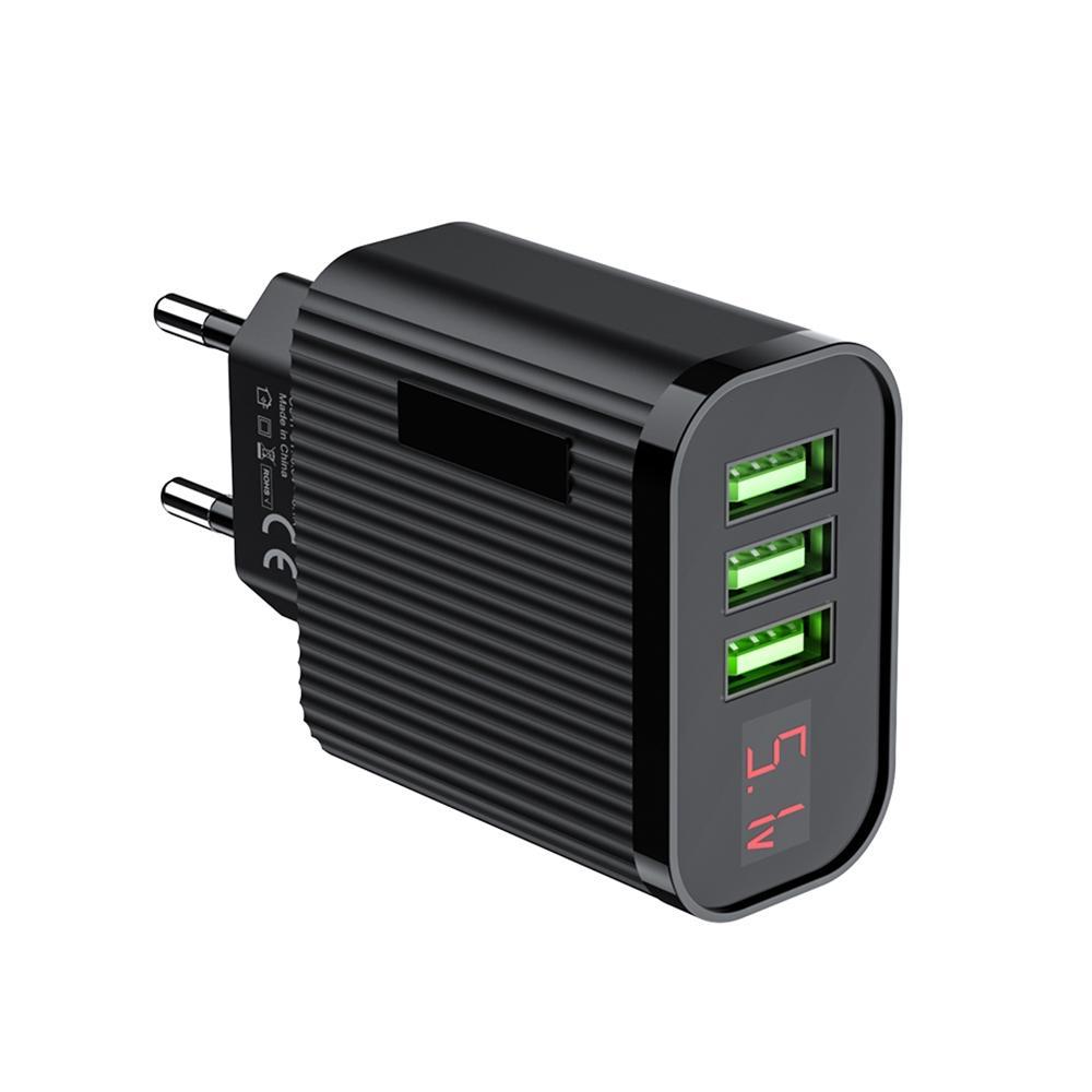 Củ Sạc Nhanh 3 Cổng USB Với Màn Hình Hiển Thị Kỹ Thuật Số