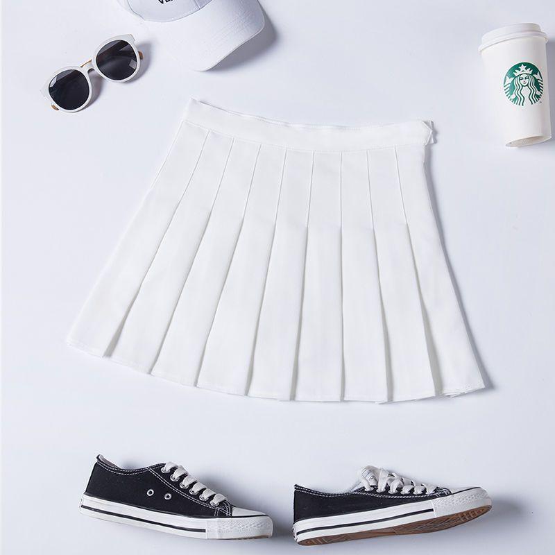 SHUANGYAN Váy xếp nếp nữ xuân hạ váy ngắn màu đen âu phục sinh viên ngắn eo cao chữ A lộ ra gầy nửa người váy