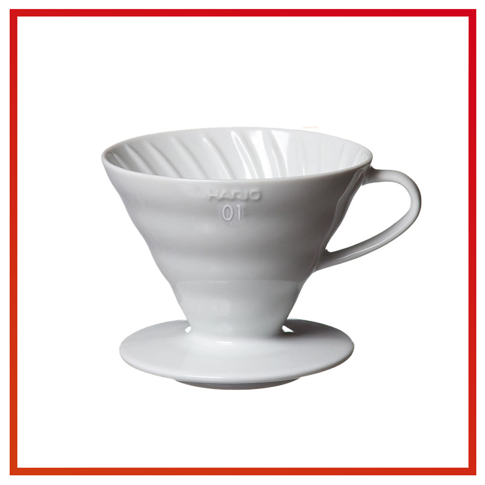 Phễu lọc cà phê Hario V60 sứ trắng | 1-2 cups (size 01)1-2 cups (size 01) và 3-4 cups (size 02)