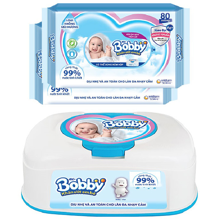 Hình ảnh Combo Tiết Kiệm: 1 Hộp Khăn Ướt Bobby Tiện Lợi 80 Miếng & 2 Gói Khăn Ướt Bổ Sung 80 Miếng/Gói Hình ảnh Combo Tiết Kiệm: 1 Hộp Khăn Ướt Bobby Tiện Lợi 80 Miếng & 2 Gói Khăn Ướt Bổ Sung 80 Miếng/Gói